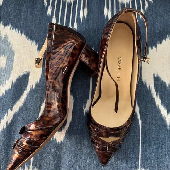 Sarah Flint Madison Perfect Block Heel 50mm Tortoise | Never Worn - Picture 3 of 5